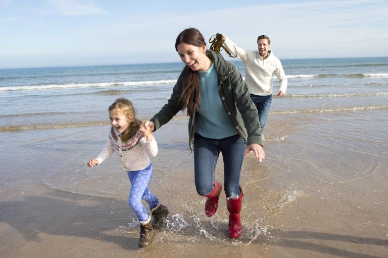 Family on beach