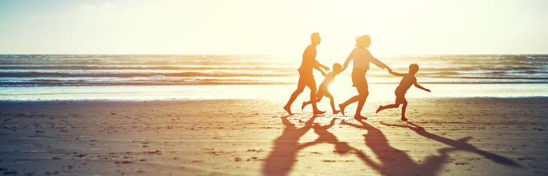 Family Cumbria beach sunset